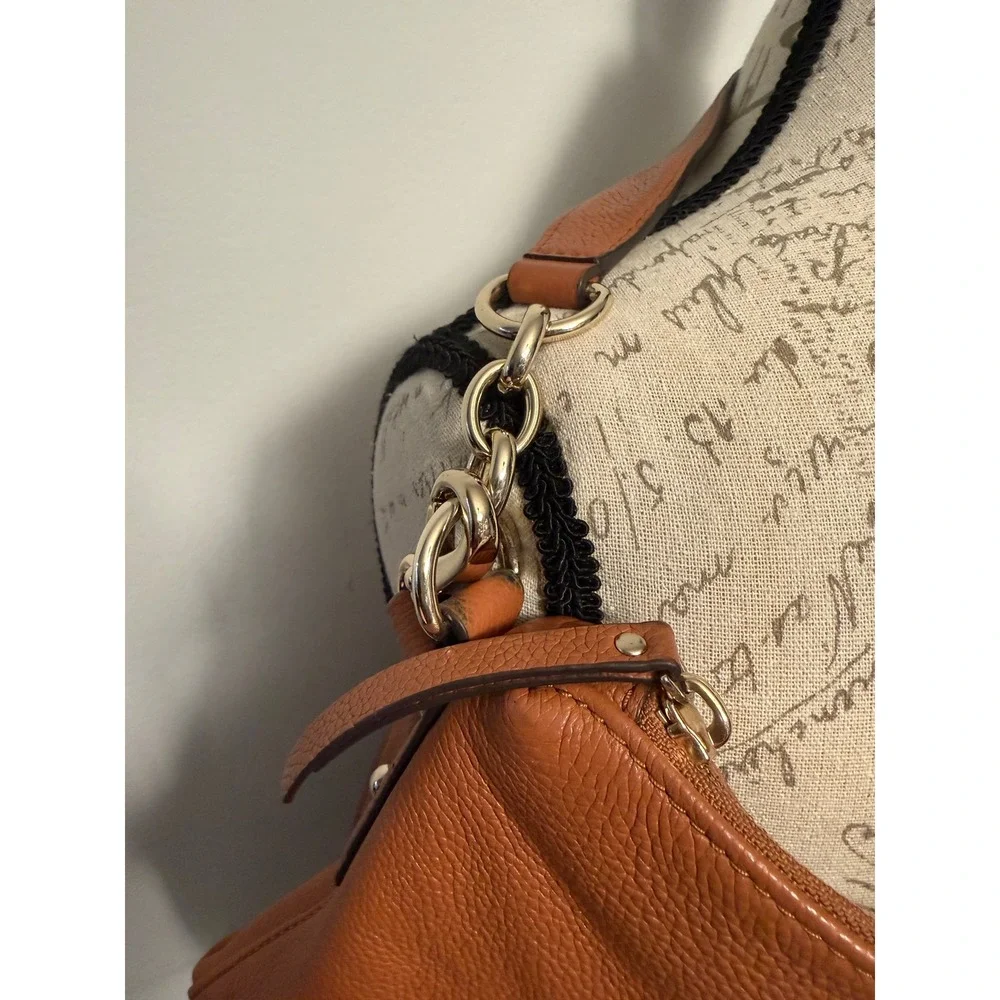 Kate Spade pebbled leather shoulder bag cognac brown gold hardware‎